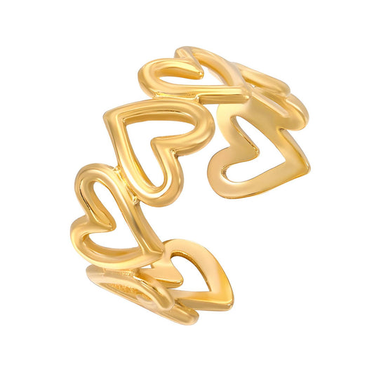 18K gold plated Stainless steel "Hearts" finger ring