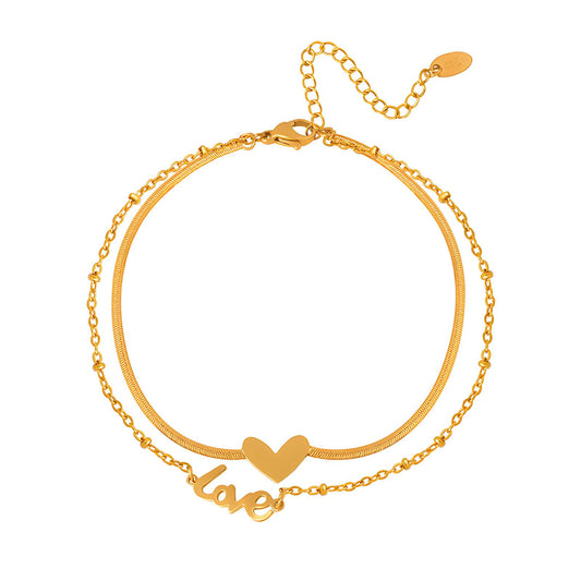 18K gold plated Stainless steel "Hearts" anklet