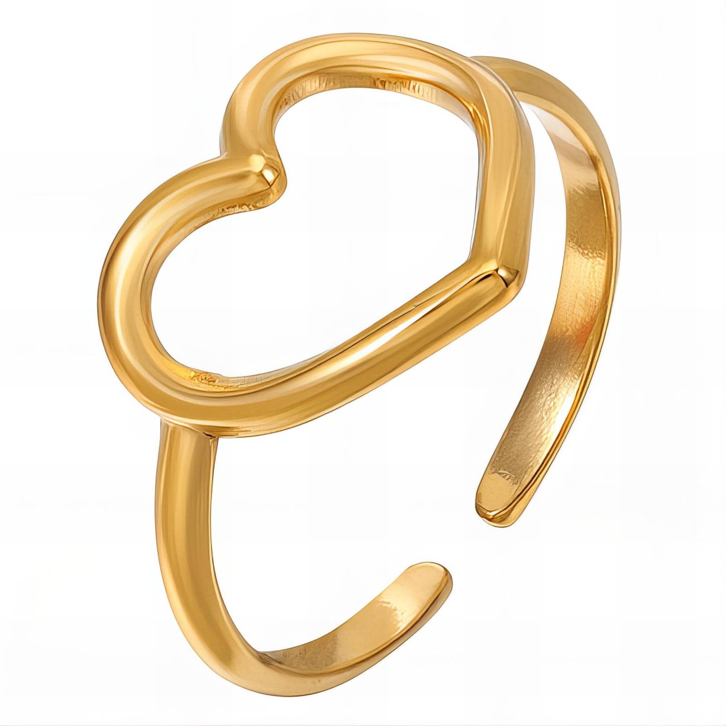 18K gold plated Stainless steel "Heart" finger ring